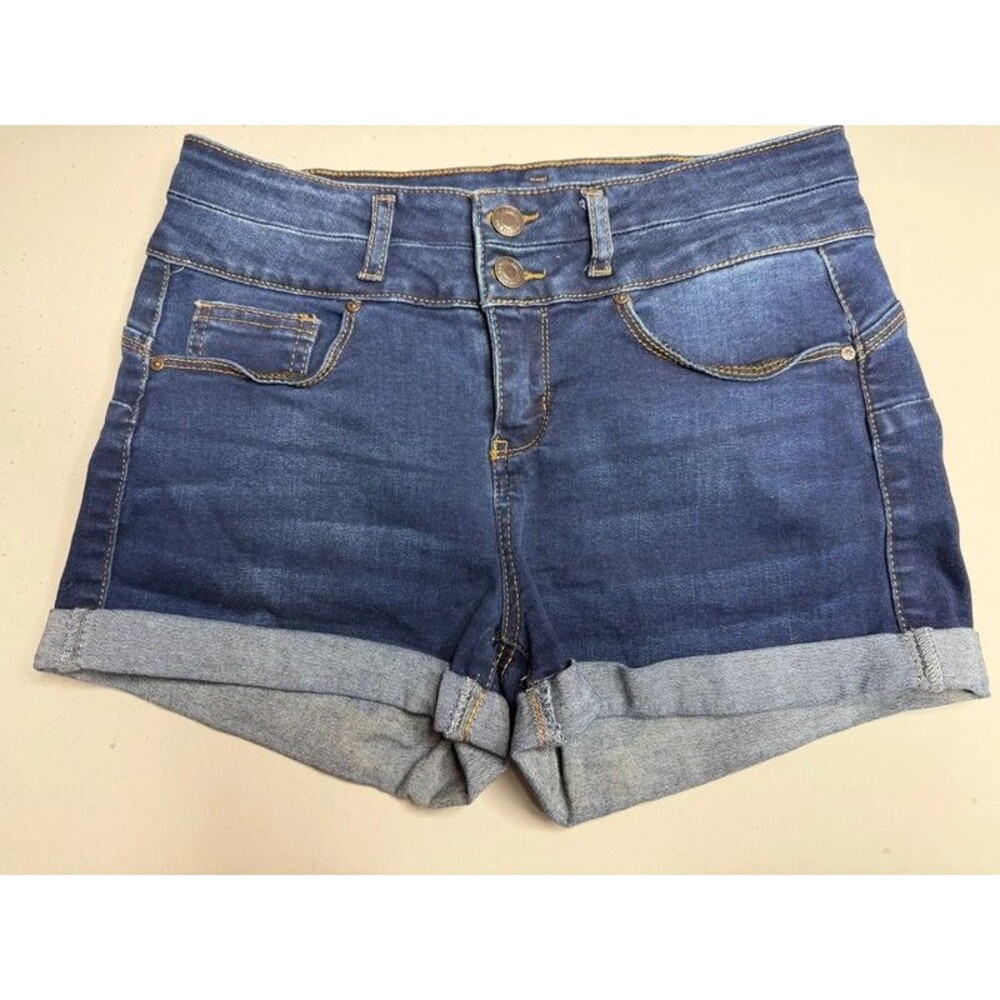 Wax Jeans Butt I Love You Shorts Women’s Medium Dark Wash Double Button Cuffed